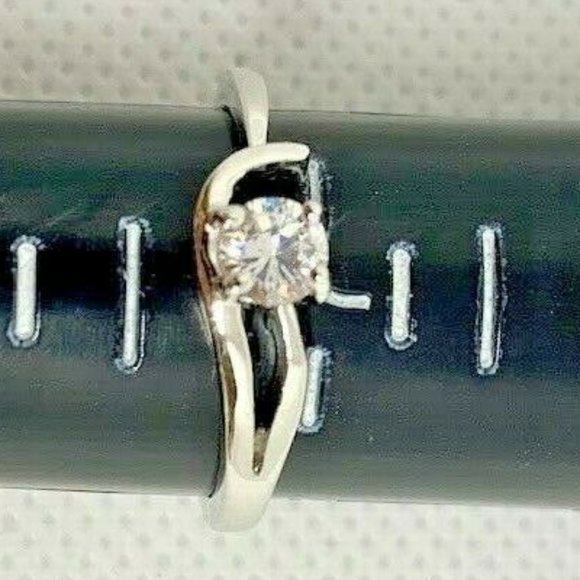 RS Covenant #855 Solitaire Cubic Zirconia Silver Rhodium Plated Ring Size 7 - Picture 3 of 5